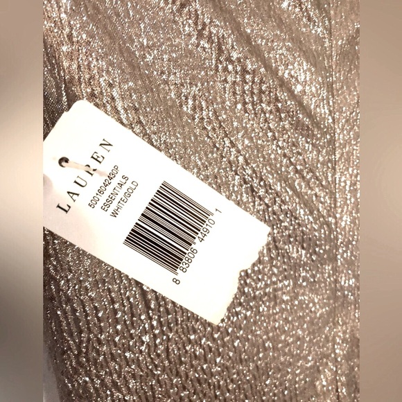 Lauren Ralph metallic white gold ruched & draped Neck Holiday Dress NEW RE$299 S - Picture 11 of 15